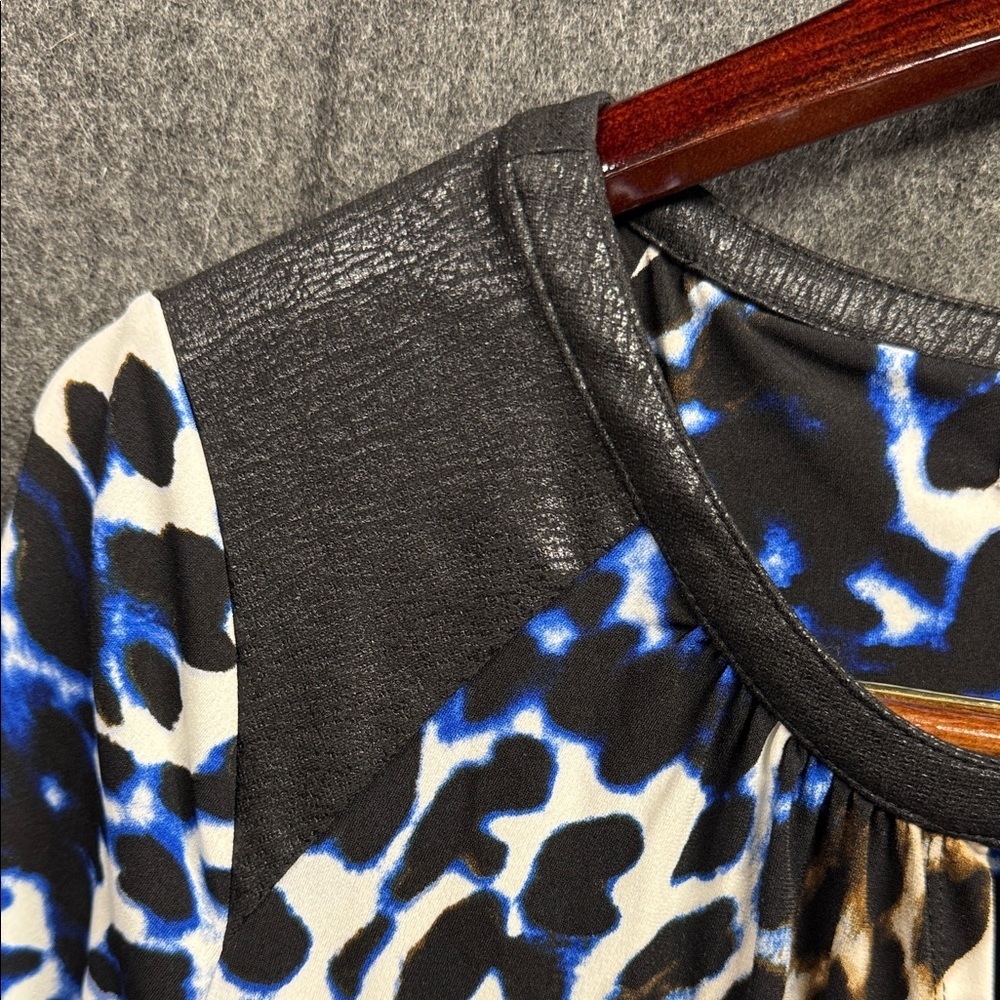 Calvin Klein Blue and Black Animal Print Long Sleeve Dress - Picture 4 of 9